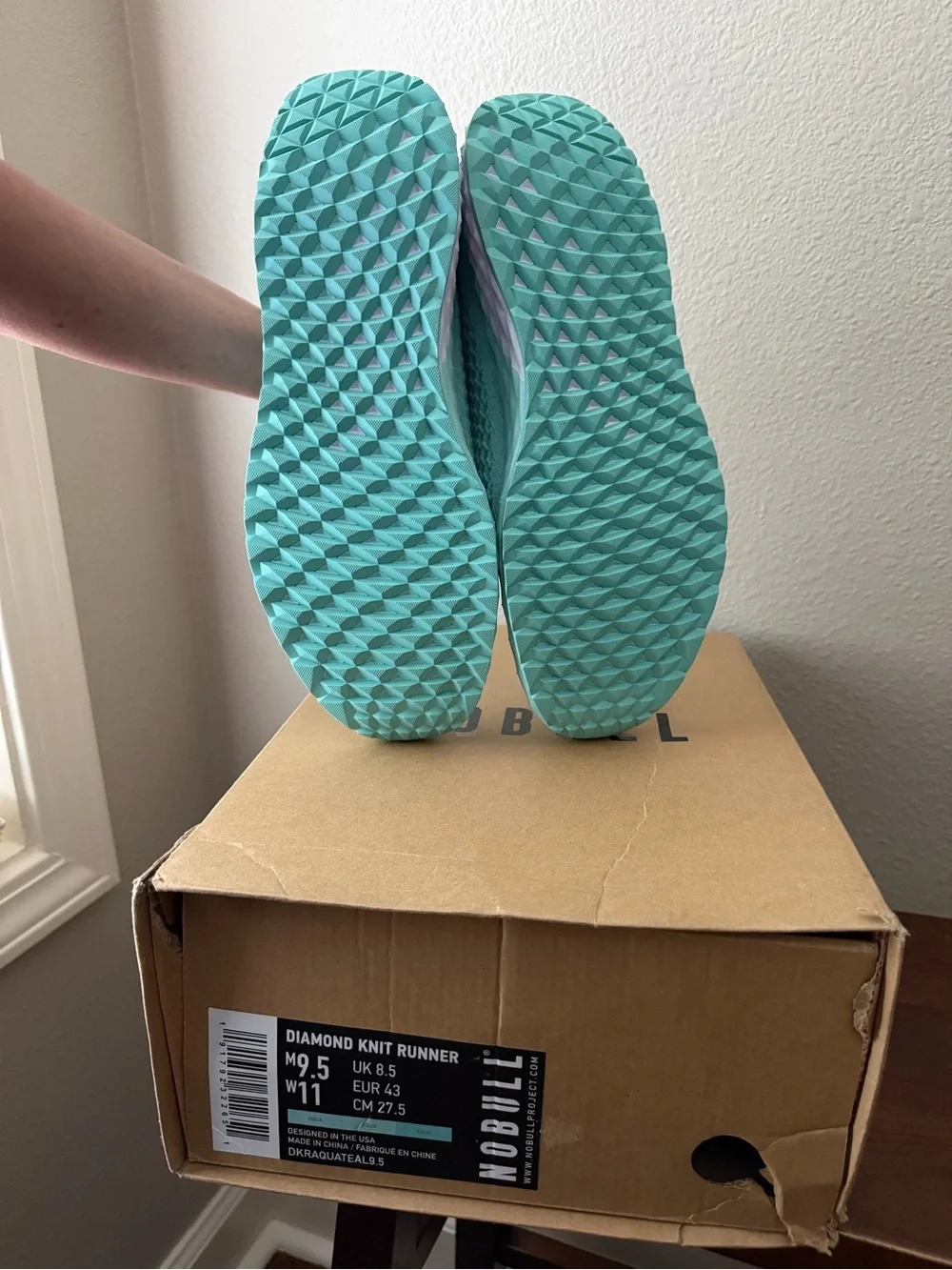 Nobull Diamond Knit Runner Men’s Size 9.5 Women’s Size 11 New! Aqua *See Descrip